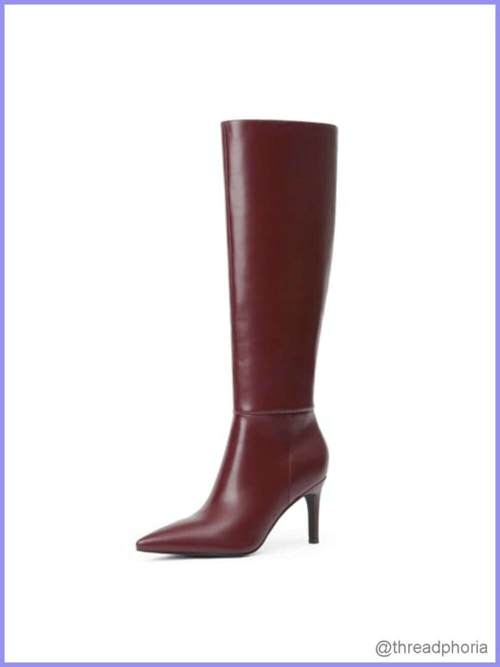 Faux Leather Knee High Stiletto Heel Boots Women Pointed Toe Side Zipper